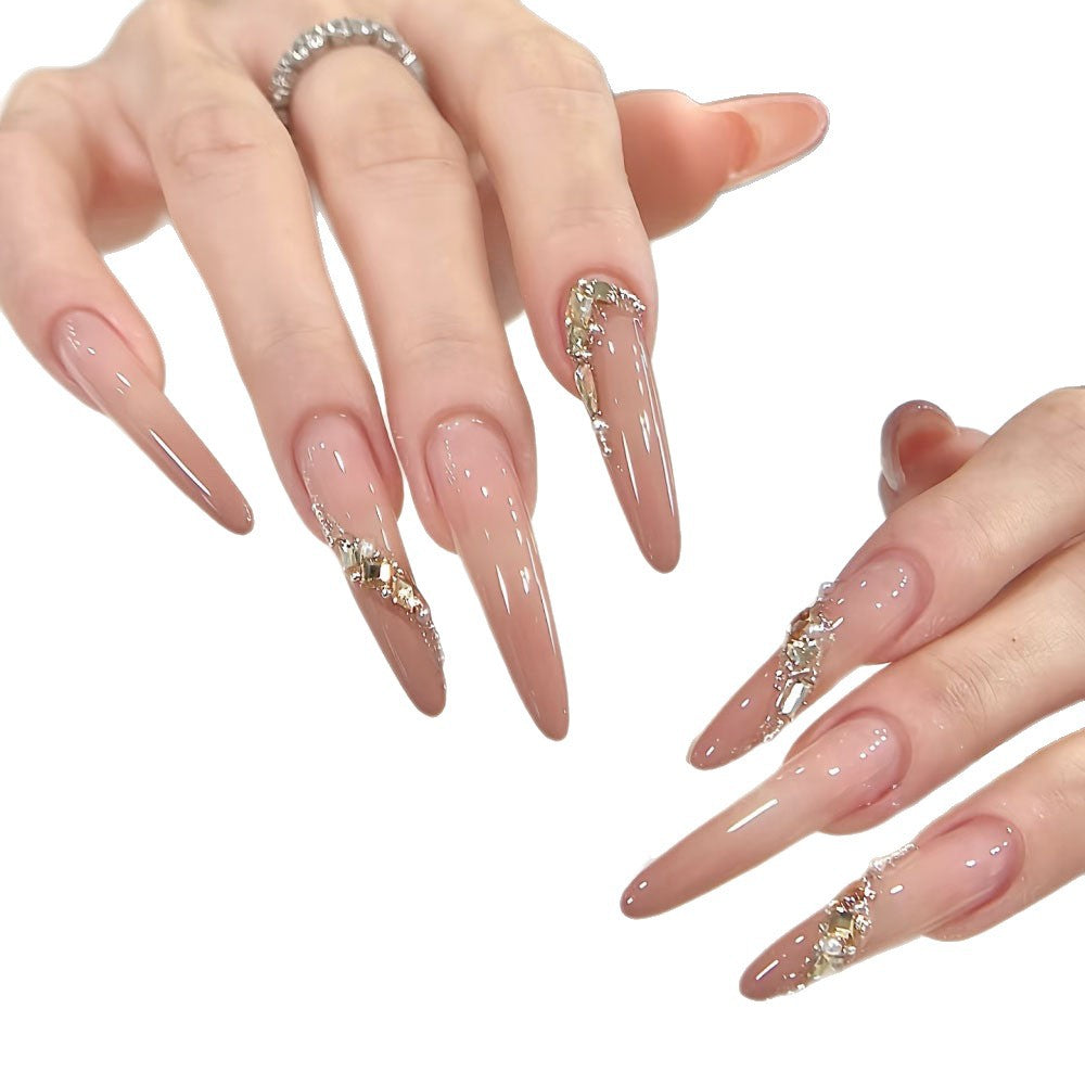 Glamorous Press-On Nail Set mit eleganten Kristallakzenten Brehn