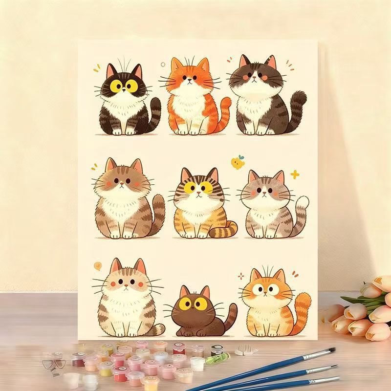 Katzen-Themen Malen nach Zahlen Leinwand Kunstset Brehn