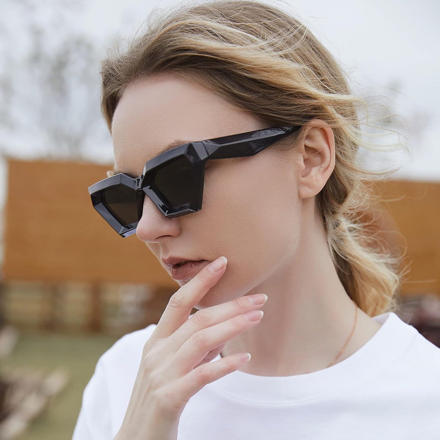 Damen stilvolle hexagonale Sonnenbrille Brehn