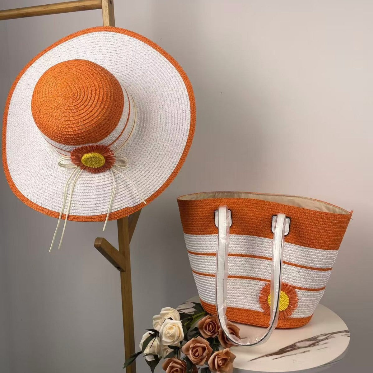 Elegante Strandtasche mit Zugehörigem Sonnenhut Brehn