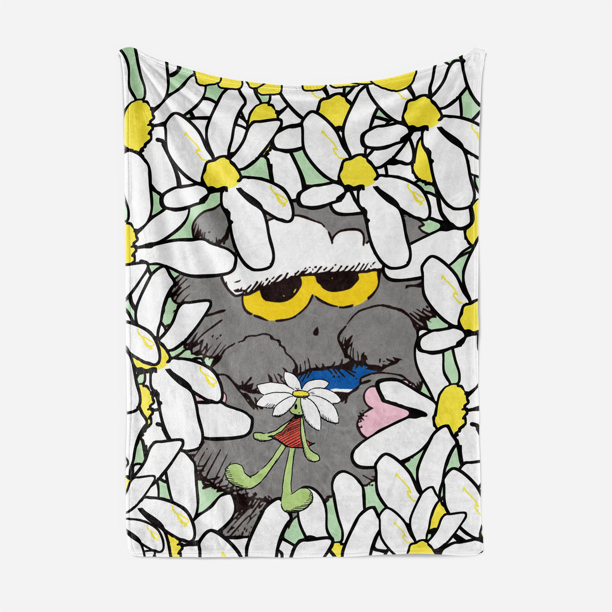 Künstlerische Cartoon-Katzen-Themen Fleece-Wurfdecke