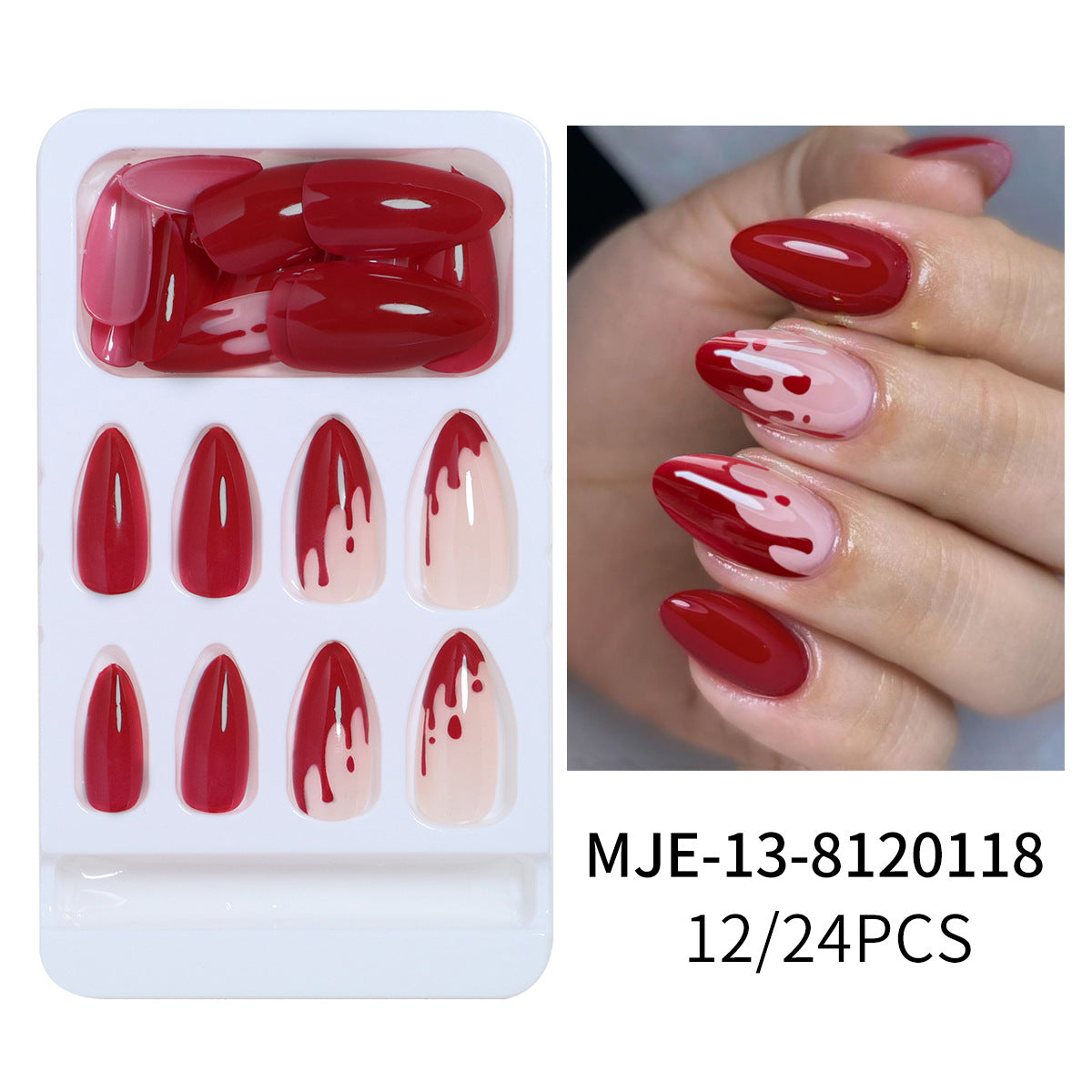 Künstlerisches Abstract Press-On Nagelset Brehn