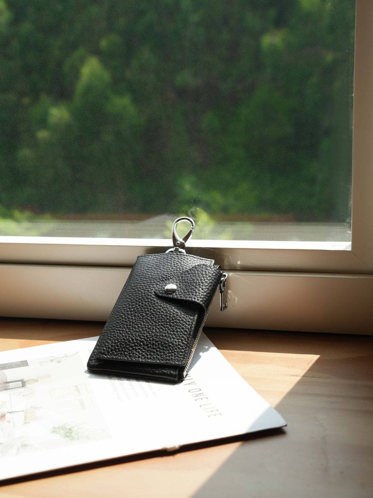 Premium Reißverschluss Leder Kartenhalter