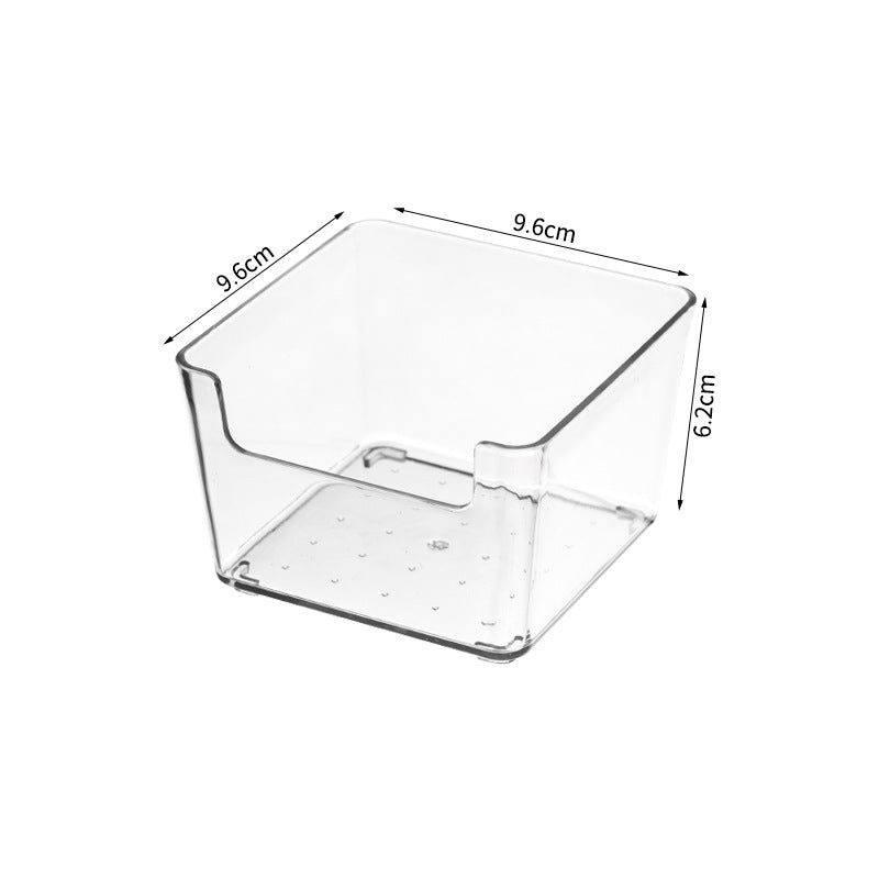 Transparente Aufbewahrungsbox für Kühlschrank und Schrank mit schmaler Frontöffnung und Anti-Rutsch-Noppen