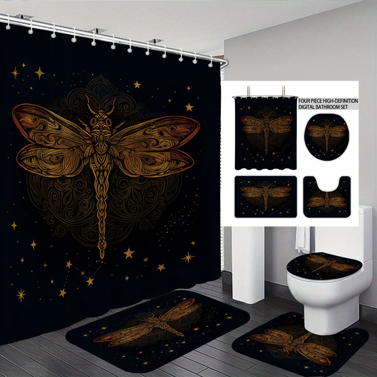 Digital Dragonfly-Themed Badezimmer Set Brehn