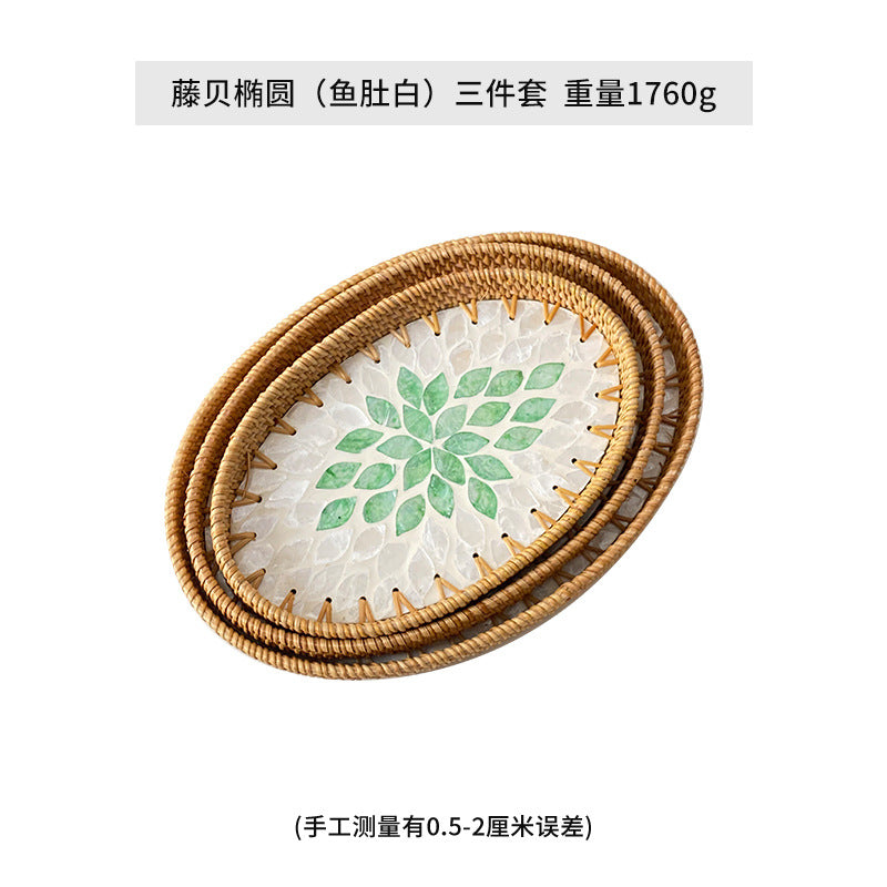 Damen Eleganter Servierteller-Set aus handgewebtem Naturmaterial Brehn