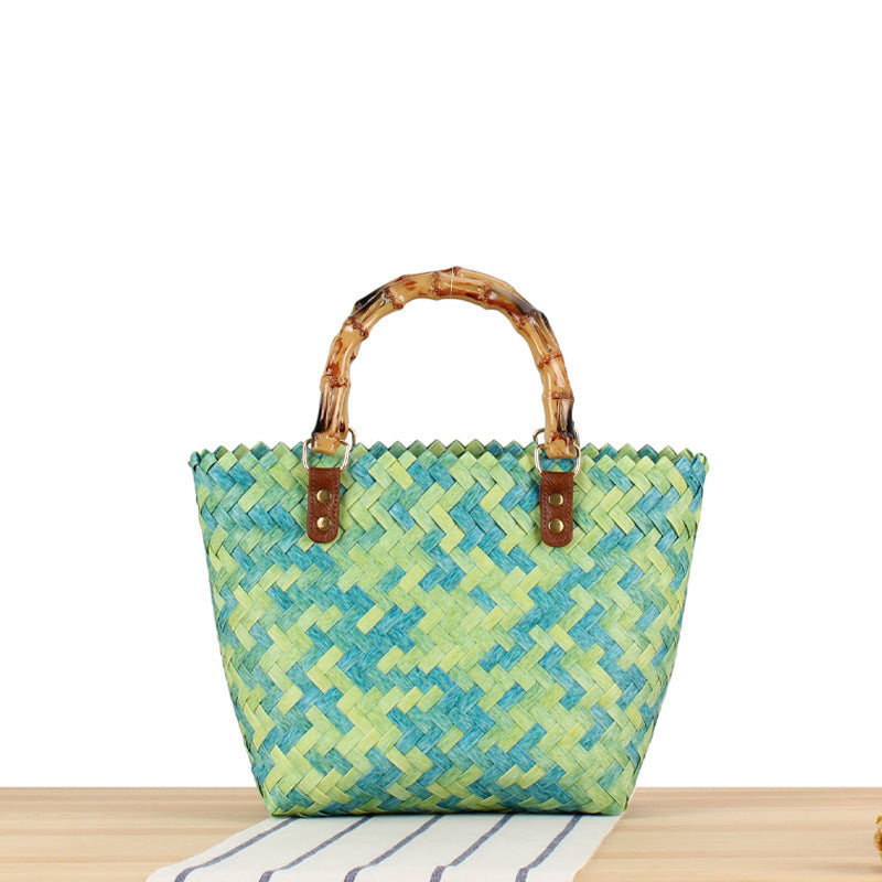 Elegante Basttasche mit Bambusgriffen Brehn