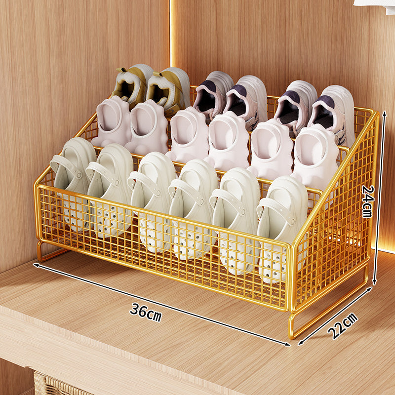 Kompakter gestufter Drahtgitter-Slipper- und Schuh-Organizer-Regal