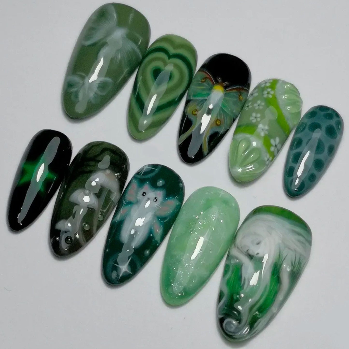 Künstlerische 3D vom Meer inspirierte Press-On Nagelkunst Brehn