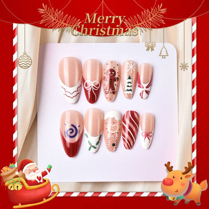 Weihnachtskunstnagelset mit festlichen Lebkuchen- und Weihnachtsbaum-Motiven Brehn