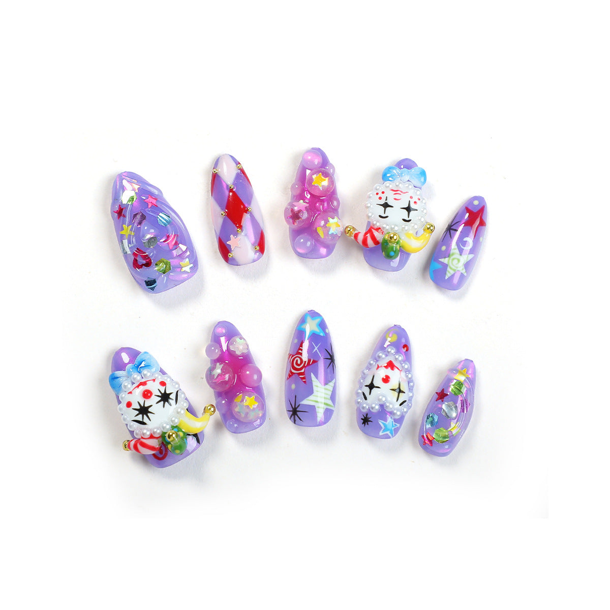 Kreatives Kunstnagelset mit verspielten Tiermotiven und Glitzerelementen Brehn