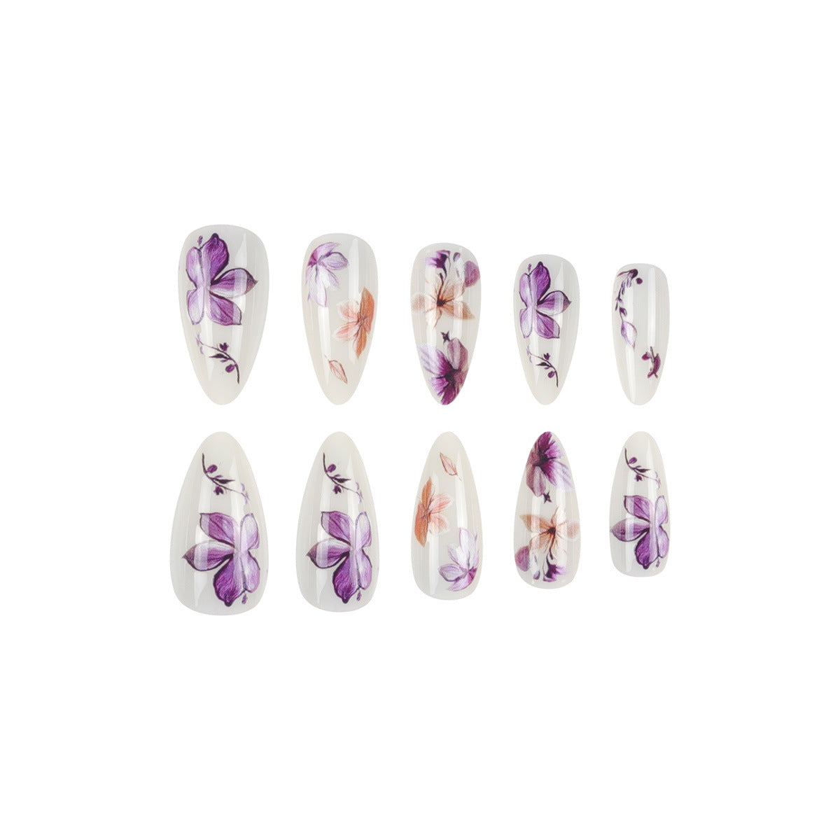 Florales Design Stiletto Press-On Nägel Brehn