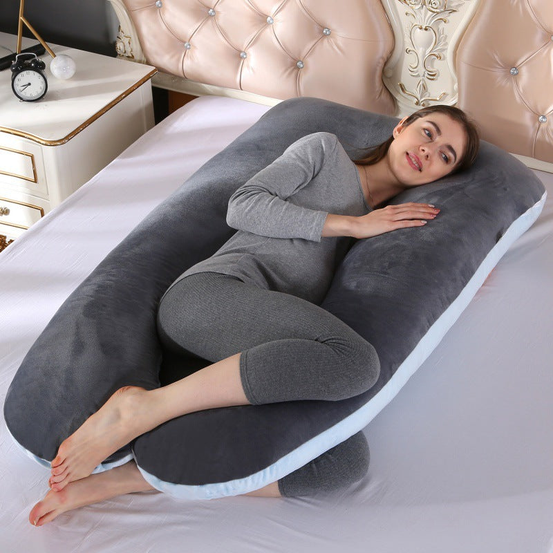 ergonomisches U-förmiges Ganzkörper-Schwangerschaftskissen mit abnehmbarem waschbarem Veloursbezug und verstellbarem Innenteil Brehn