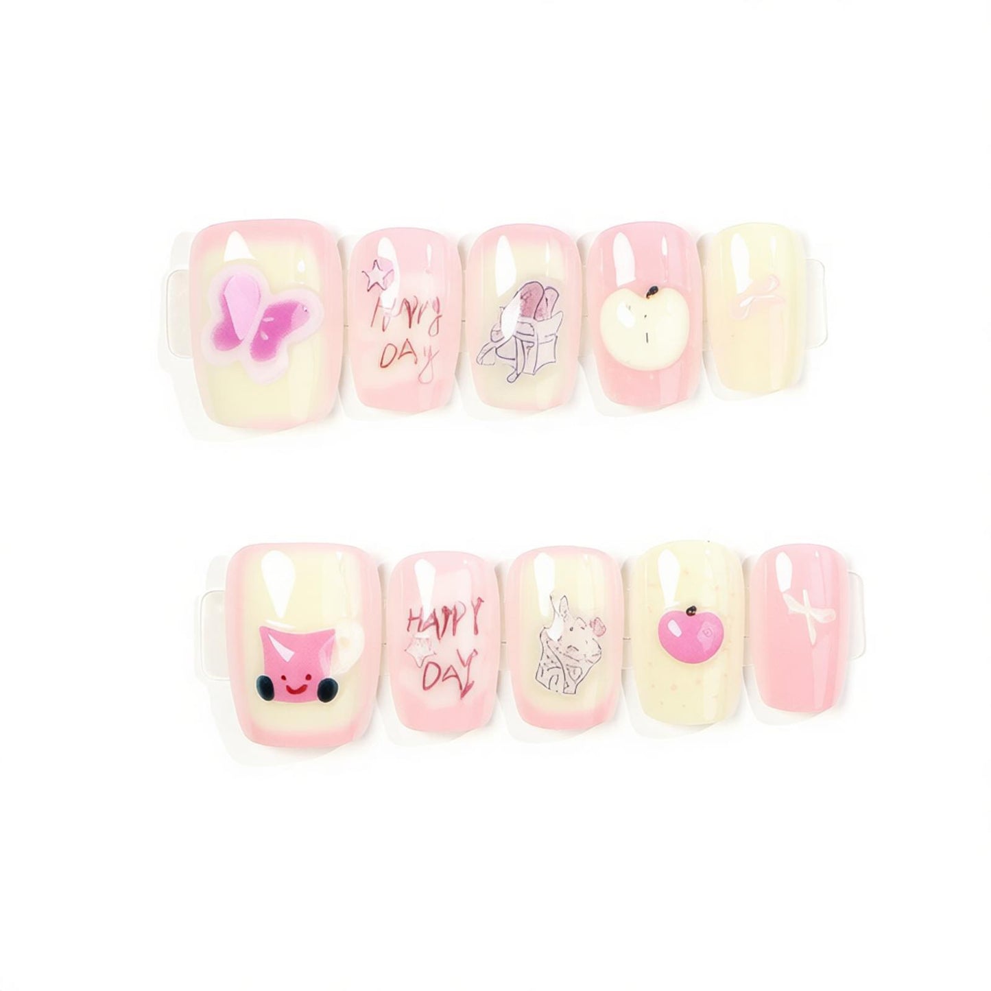 Verspieltes Charakter-Themen Press-On Nagelset Brehn
