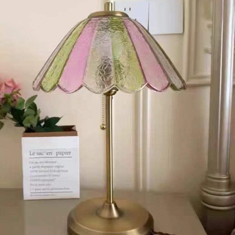 Vintage Glas Schirm Tischlampe