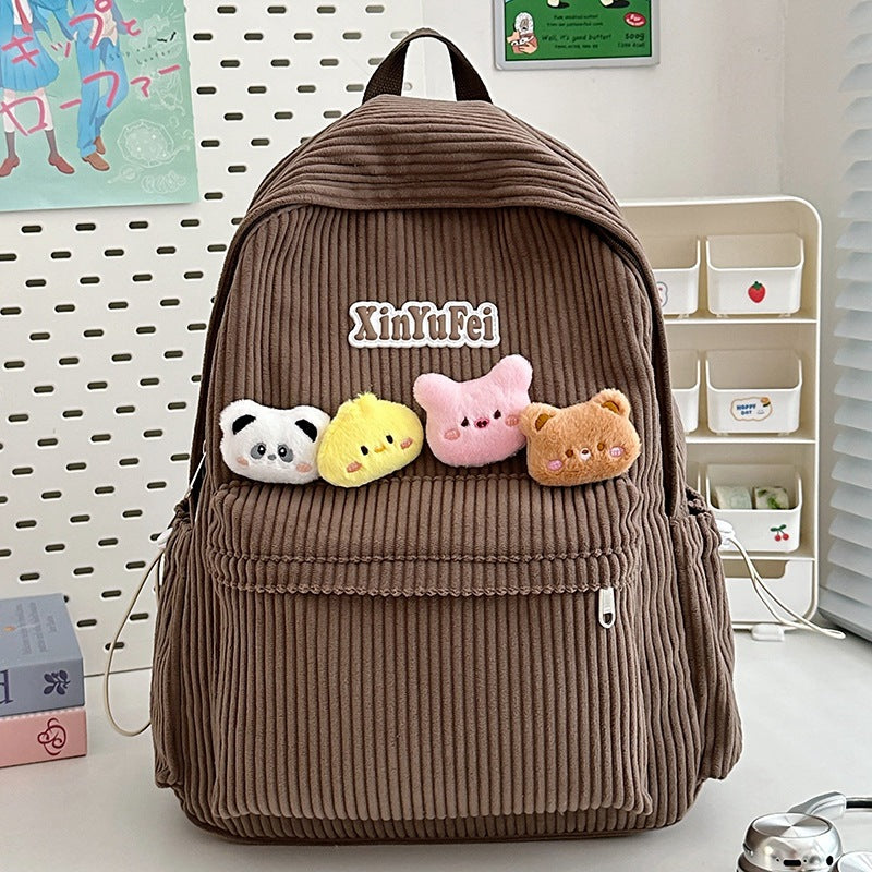 Corduroy Katz-verziertes Schul-Rucksack