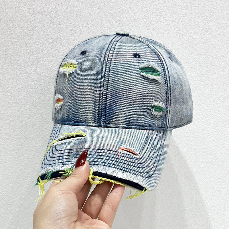 Damen Zerrissene Denim Baseball Cap Brehn 1784084142