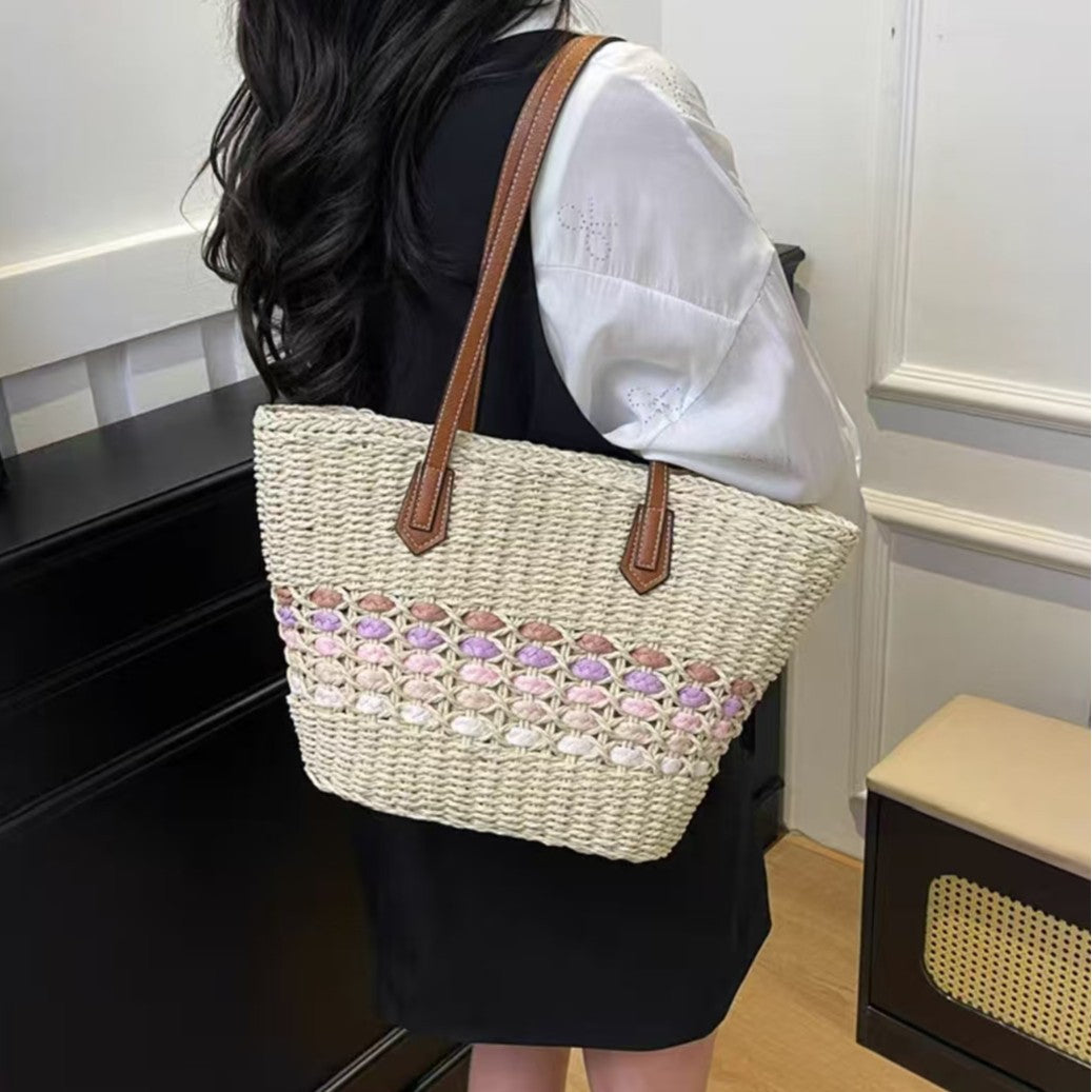 Geflochtene Handtasche mit Elegantem Lederbesatz Brehn