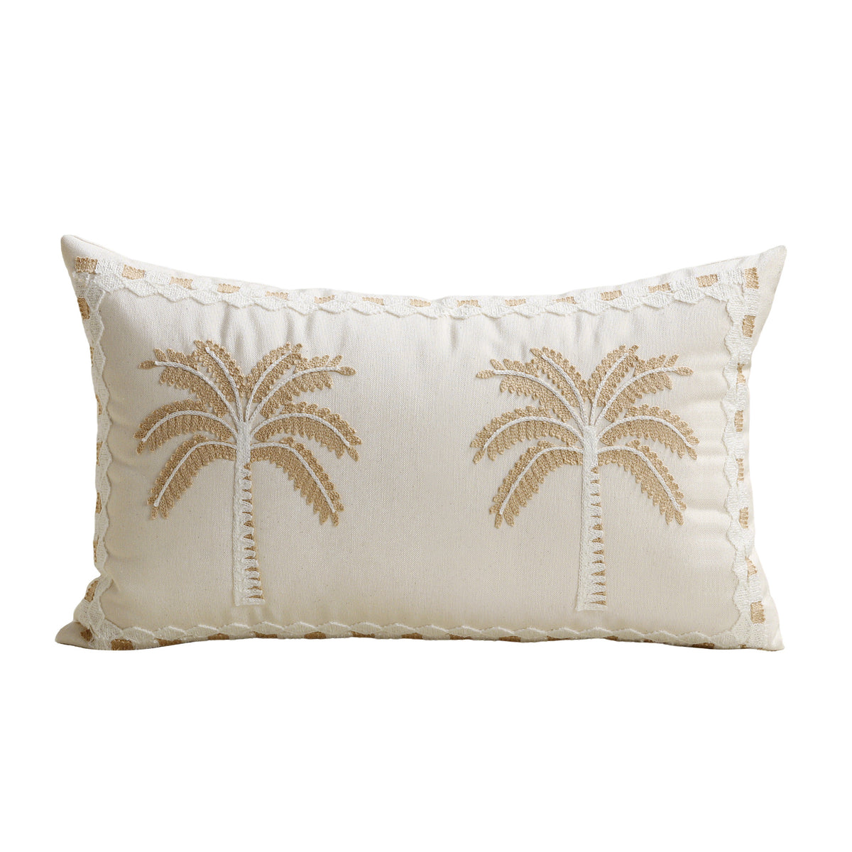 Besticktes Palm-Leinen Dekoratives Wurfkissen