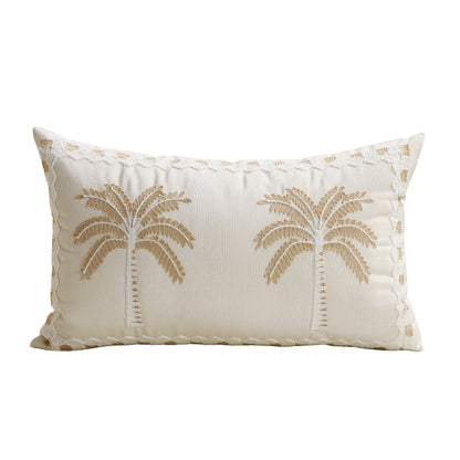 Besticktes Palm-Leinen Dekoratives Wurfkissen