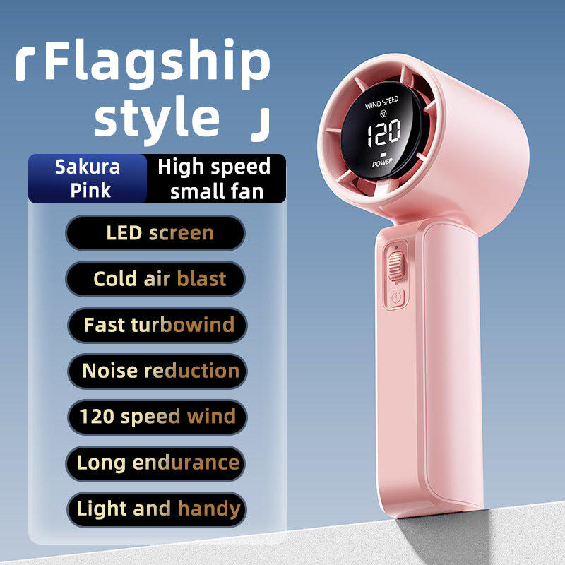 Unisex nan kompakt Hochgeschwindigkeits-Handventilator mit LED-Display, wiederaufladbarem Akku und leisem Turbine Brehn