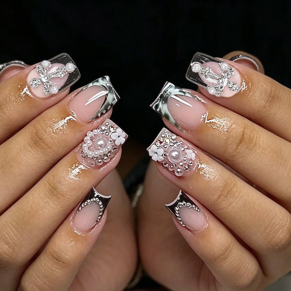 Elegante dekorative Acryl Press-On Nagelkunst Brehn