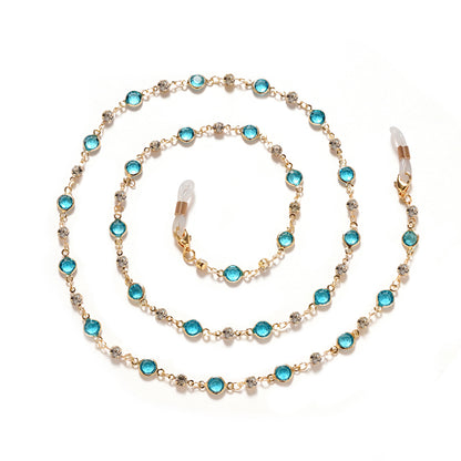 Elegante Strass- und Edelsteinkette für Brillen Brehn