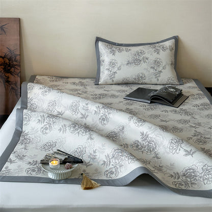 Bettlaken-Set mit floraler Allover-Print und dekorativer Saumblende