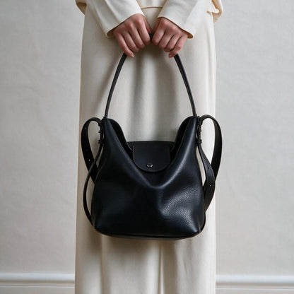 Gepunktetes Leder Schlampige Hobo Bucket Bag mit verstellbarem Riemen