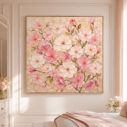 3D Texturiertes Floral Leinwand-Kunstwerk