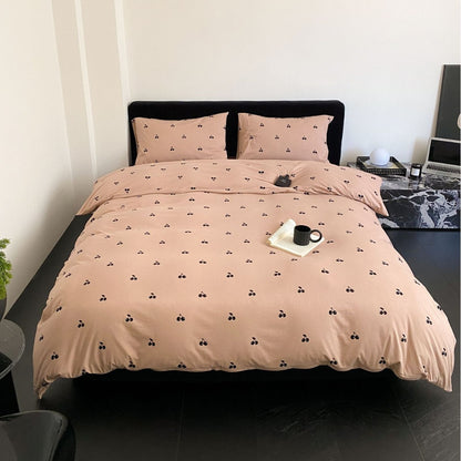 Polka Dot Baumwoll-Percale Bettbezugset mit Eckenbändern