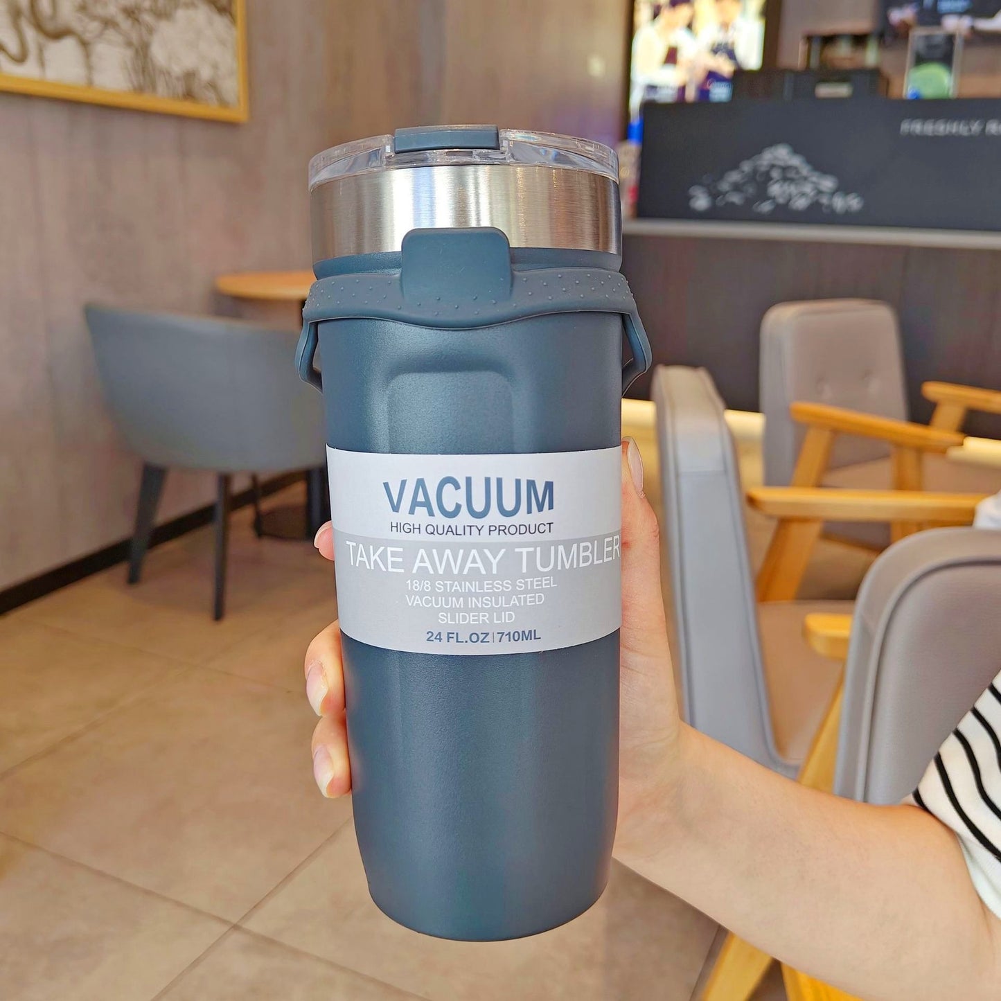 Damen doppelwandiger Thermobecher mit rutschfestem Silikonboden Brehn
