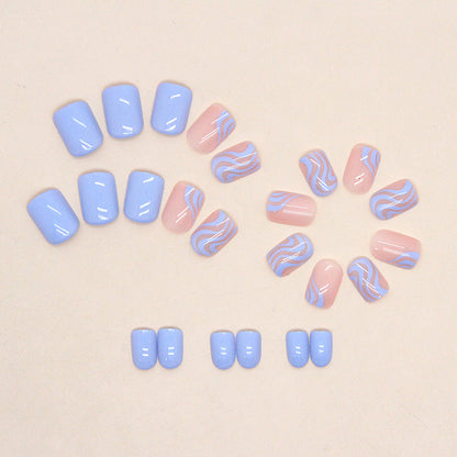 Floral Wave Design Press-On Nagelkunst Brehn