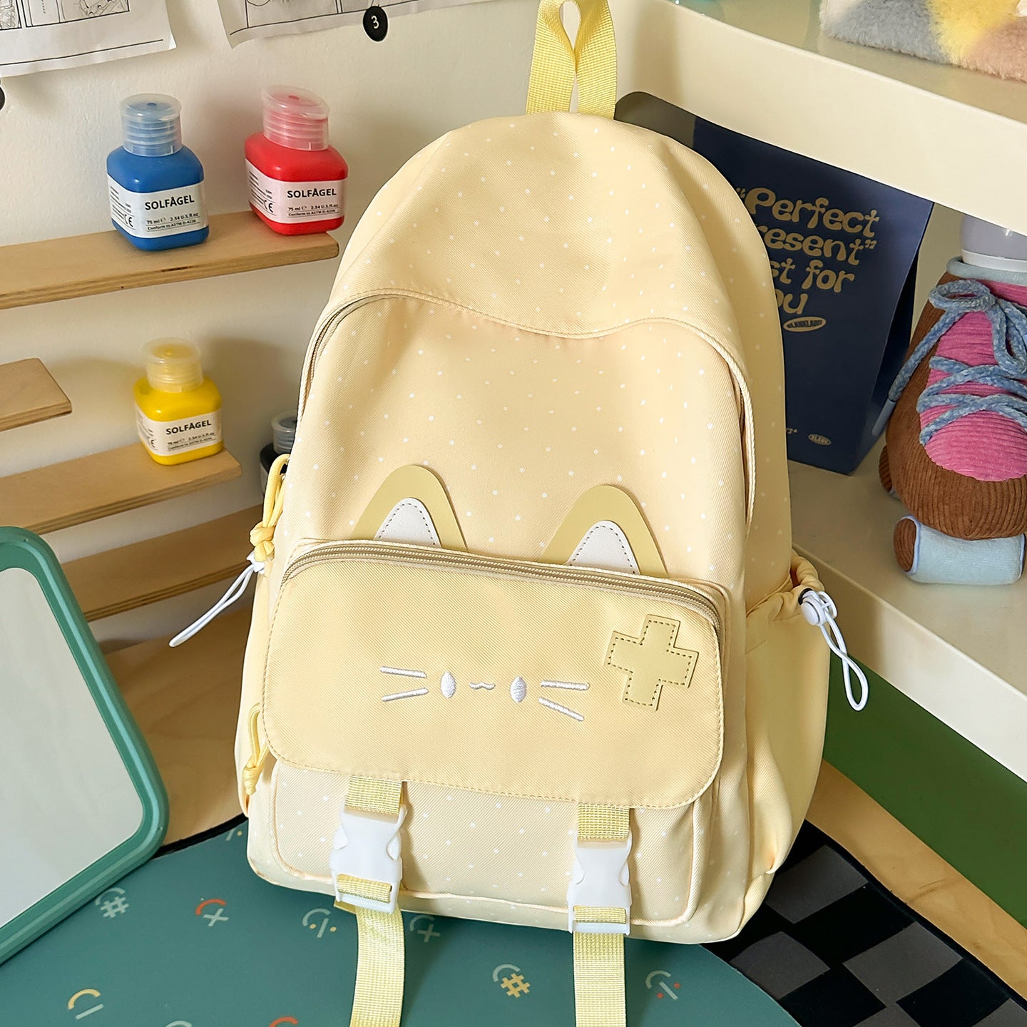 Niedlicher katzenmotivierter robuster Schulrucksack