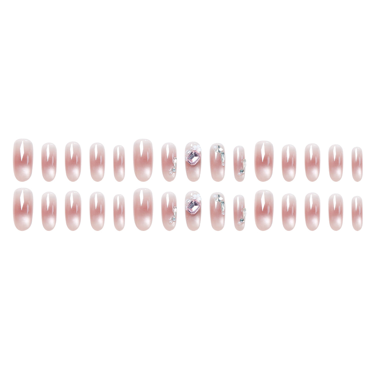 Kunstnagelset mit glamourösen 3D-Applikationen und eleganten Blütenverzierungen Brehn