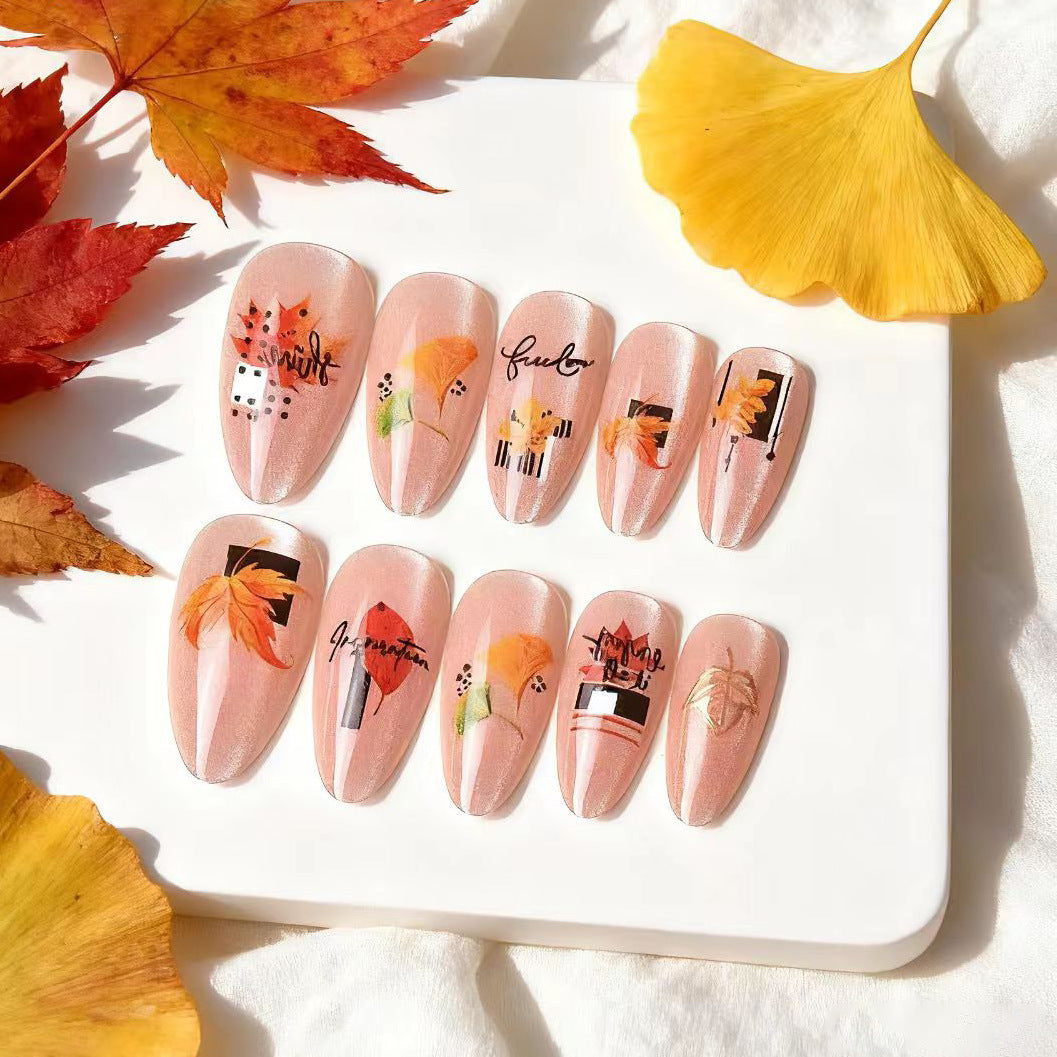 Herbst-inspiriertes Künstlerisches Press-On Nagelkunst-Set Brehn