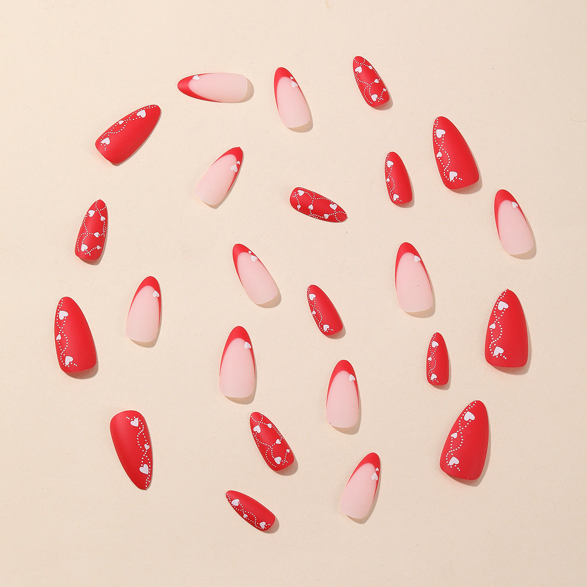 Romantische Herz-Design Acryl Nagelkunst Verlängerungen Brehn