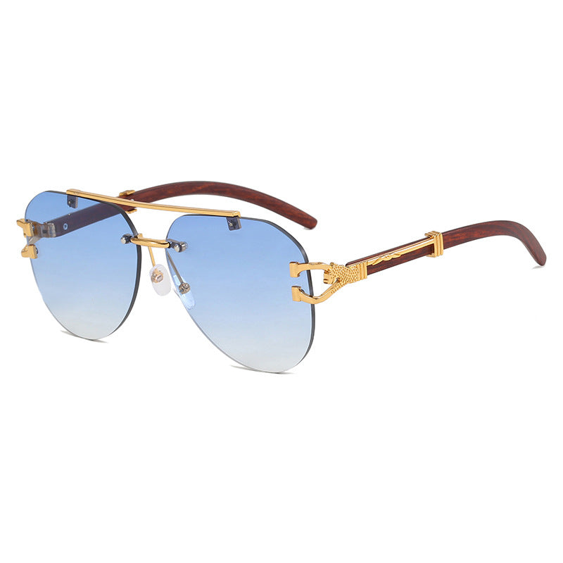 Damen modische Piloten-Sonnenbrille mit luxuriösen Metallakzenten und Holzdetails Brehn