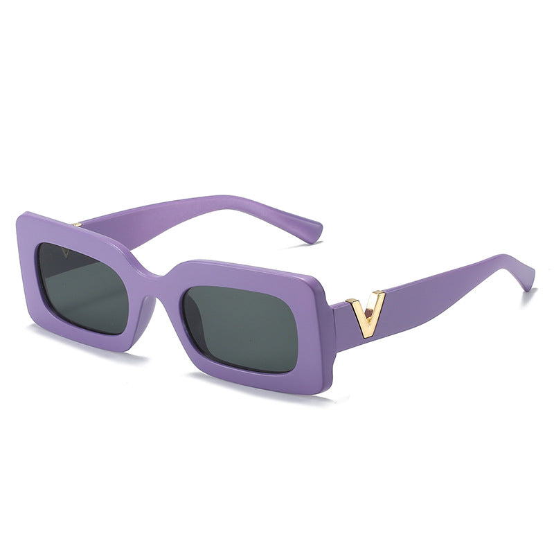 Damen modische quadratische Sonnenbrille mit stilvollem Metallbesatz Brehn