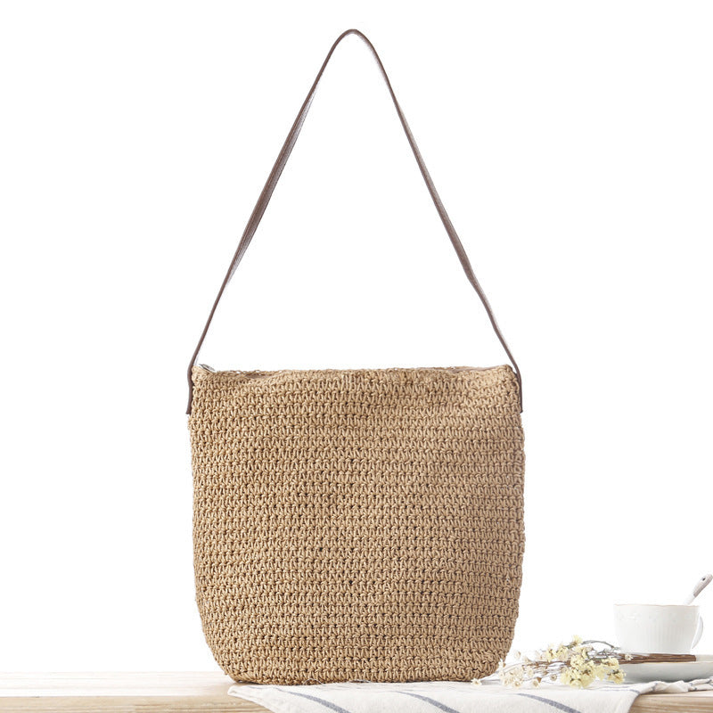 Handtasche Aus Handgeknüpftem Naturmaterial mit Verstellbarem Schulterriemen Brehn