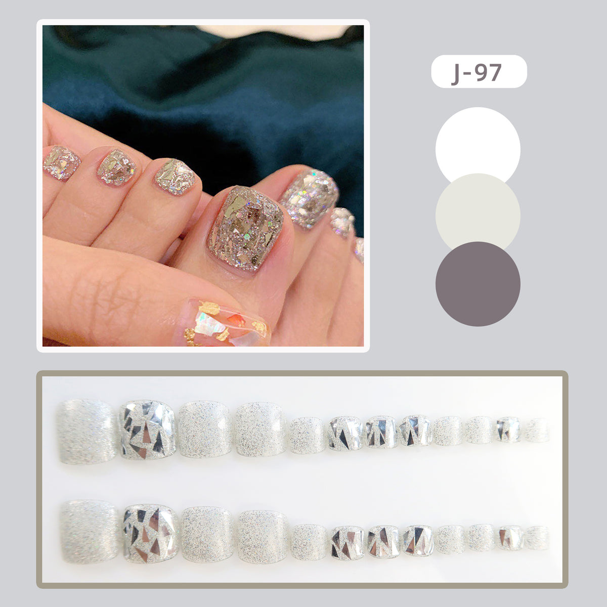 Premium Glitzernde Press-On Nagelkunst Set Brehn
