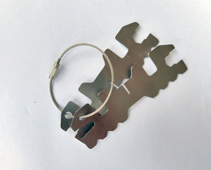 Edelstahl flach Schlüssel Multi-Tool Organizer mit geflochtenem Kabelschlaufe Brehn