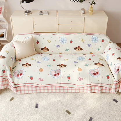 Stretch-Fit Decorative Sofa Slipcover Protector with Cute Cartoon Puppy Print