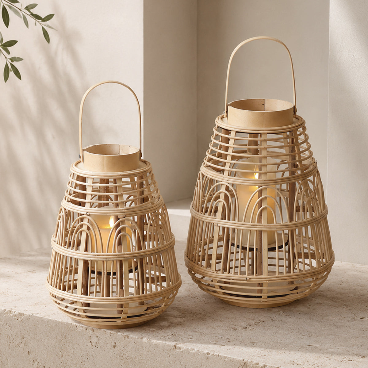 Rustikale Rattan-Laterne Brehn