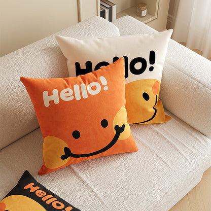 Square Plush Decorative Cushion Pillow with Illustrated House 'Room' Motif