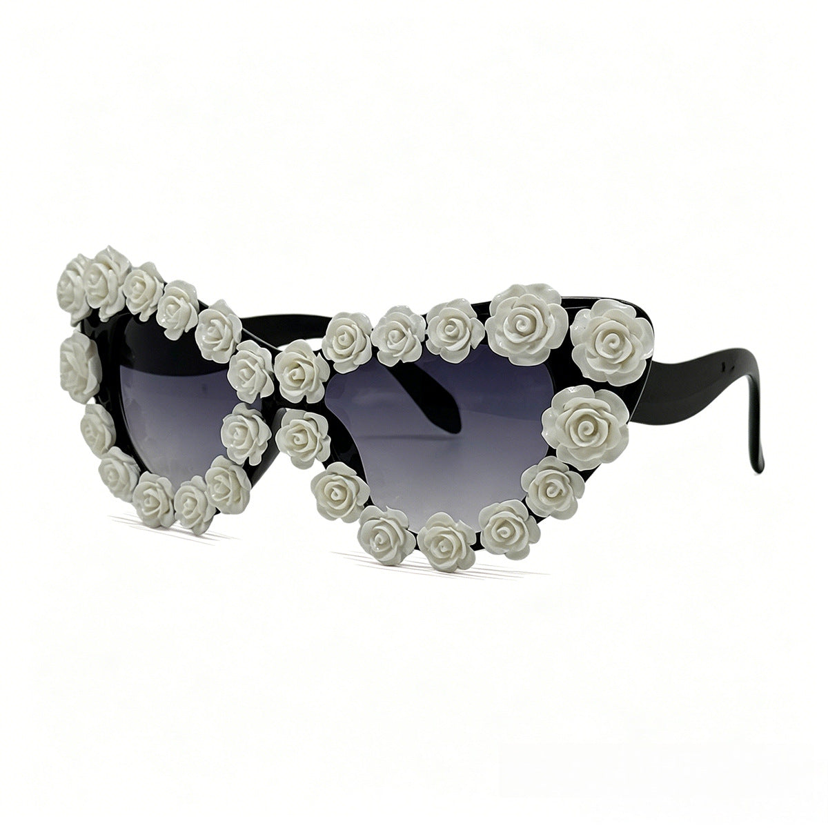 Damen Herzförmige Sonnenbrille mit floraler Applikation Brehn