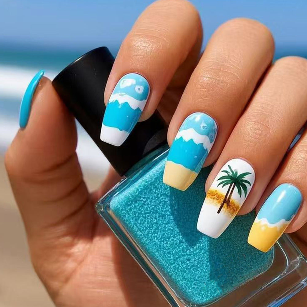 Tropisches Strand-Themen Press-On Nagelset Brehn