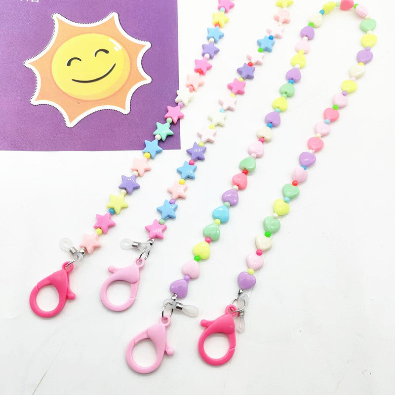 Bunte herzförmige Perlen Brille Kette Brehn