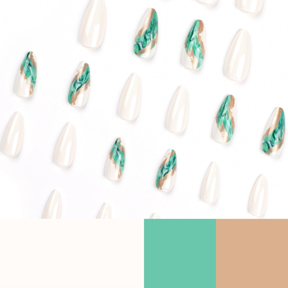 Kunstvolle Nagelverlängerungen mit elegantem marmoriertem Design Brehn