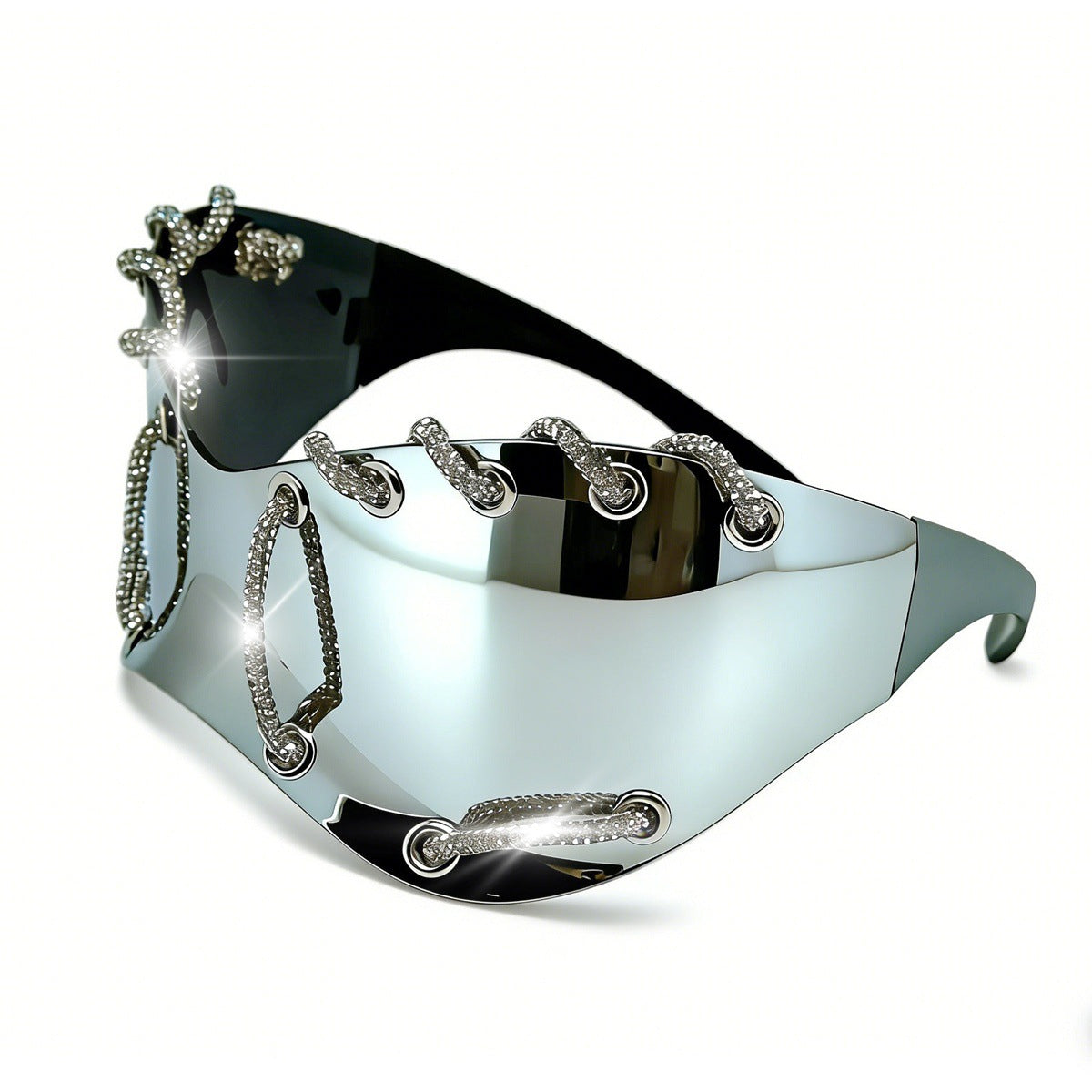 Damen extravagante Sonnenbrille mit einzigartigem Ketten-Design Brehn